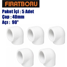 Fırat 40MM*90° Dirsek, Pprc 40*90 Dirsek, 5 Adet, 7B11000040
