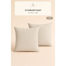 Larispera Çizgili Kırlent Kılıfı 2’li Set 40X40 cm Gizli Fermuarlı 8 Renk Seçeneği Dekoratif Koltuk-Kanepe-Yatak Yastık Kılıfı