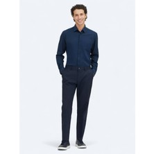 Kip Lacivert Dokuma Jogging Fit Casual Pamuk Karışımlı Pantolon