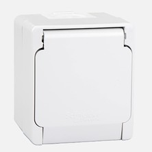 Schneider Nemliyer Beyaz Kapaklıaklı Topraklı Priz (5'li Paket)