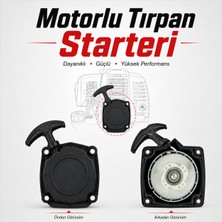 Badem10 Motorlu Tırpan Starter Kapak Komple Çift Yaylı Çift Zemberek Çek Bırak Kolay Çalıştırma 4 Tırnaklı