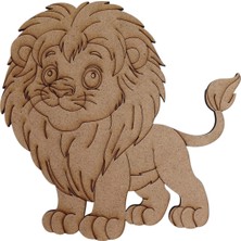 Ardecem Bilgisayar Boyanabilir Ahşap Aslan Figürü 16X16 cm 10 Adet