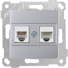 Mutlusan Rita Mekanizmalı Tuş Telefon Data Priz (RJ12 CAT5E) Inox (4'li Paket)