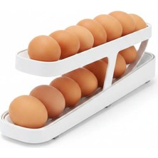 Umiya 2 Katlı Buzdolabı Yumurtalık Düzenleyici Otomatik Kaydırmalı Yumurta Saklama Rafı Organizer