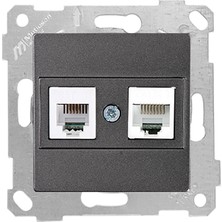 Mutlusan Rita Mekanizmalı Tuş Telefon Data Priz (RJ12 CAT5E) Füme (4'li Paket)