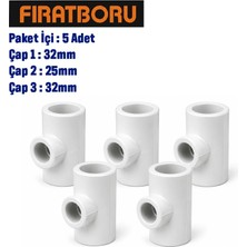 Fırat 32MM*25MM*32MM Inegal Te, 32*25*32 Inegal Te, 5 Adet, 7B42322532