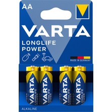 Varta Longlife Power Aa Kalem Pil 4'lü Paket (Alkalin) (5'li Paket)