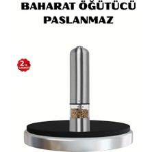 Modern Otomatik Baharat Öğütücü Seti - Pilli Paslanmaz Çelik LED Aydınlatmalı