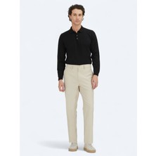 Bej Düz Dokuma Regular Fit Casual Pantolon