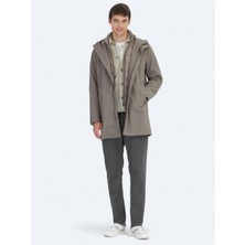 Kip Haki Oversize Fit Kruvaze Yaka Dokuma Pardösü