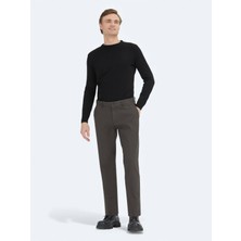 Kip Haki Düz Dokuma Regular Fit Casual Pamuk Karışımlı Pantolon