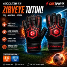 Gök Sports Türk Bayraklı Çocuk Kaleci Eldiveni Futbol Kaleci Eldiveni Bilek Bandajlı 11-14 Yaş