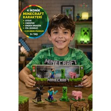 Toyfest Minecraft Micro Collection 4lü Figür Seti Steve Creeper Ender Dragon Pig 4 Adet 5 cm