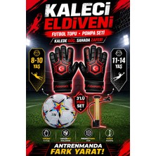 Gök Sports Türk Bayraklı Kaleci Eldiveni Futbol Eldiveni Bilek Bandajlı Futbol Topu Pompa Set 11-14 Yaş