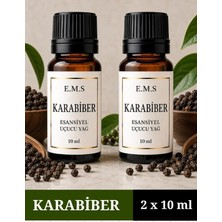 E.M.S 2 x 10 ml Karabiber Esansiyel Uçucu Yağ Buhurdanlık Yağı Difüzör Esansı Oda Kokusu Esansı Mum Esansı.