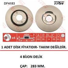 TRW Ön Fren Disk Partner 1-2 307 207 308 3008 1 Berlingo 1-2 Xsara C5 1-2 C4 C3 Aircross 2 DF4183