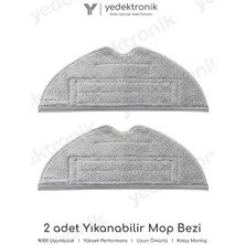 Yedektronik Roborock S7 / S7 Plus / S7 Maxv / S7 Maxv Ultra / S7 Pro Ultra / S7 Max Ultra Uyumlu 2'li Mop Bezi Gri | Robot Süpürge Yedek Parça | Yüksek Kalite