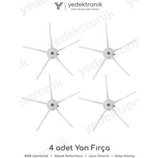 Yedektronik Roborock S7 / S7 Plus / S7 Maxv / S7 Maxv Ultra / S7 Pro Ultra / S7 Max Ultra Uyumlu 4'lü Yan Fırça Beyaz | Robot Süpürge Yedek Parça | Yüksek Kalite