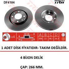 TRW Ön Fren Disk Partner 1-2 206 307 301 1007 207 208 Berlingo Xsara C5 1 C2 C3 1-2 C4 1-2 C-Elysee DF4184