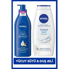 Nivea Creme Soft Kremsi Dokunuş Duş Jeli 750ml ve Besleyici Vücut Sütü 400ml, Nemlendirici, Kuru Cilt
