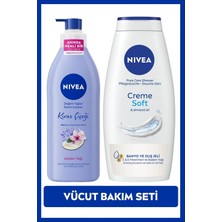 Nivea Creme Soft Kremsi Dokunuş Duş Jeli 750ml ve Değerli Yağlar Içeren Nemlendirici Vücut Losyonu 400ml