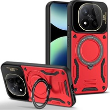 Mudanis Xiaomi Redmi Note 14 Pro 5g Kılıf Joy Lens Standlı Kapak - Kırmızı