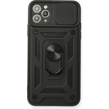 Mudanis Apple Iphone 11 Pro Max Kılıf Pars Lens Yüzüklü Silikon - Siyah