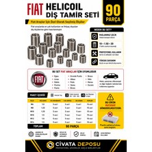 Civata Deposu Fiat Araçlarda Yaygın Kullanılan Helicoil Diş Tamir Seti 90 Parça
