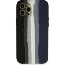 Mudanis Apple Iphone 12 Pro Max Kılıf Ebruli Lansman Silikon - Siyah-Lacivert