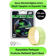 Svein #reflektör Karanlıkta Parlayan Fosforlu Reflektif Şerit Bant 35MM 1,5 Metre Motosiklet Bisiklet Otomobil Güvenlik Uyarı Etiketi Gece Görünürlük Dekorasyon Yapışkanlı Aksesuar Yol Koruma