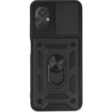 Mudanis Xiaomi Poco M5 Kılıf Pars Lens Yüzüklü Silikon - Siyah