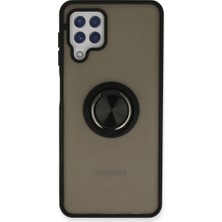 Mudanis Samsung Galaxy A22 Kılıf Montreal Yüzüklü Silikon Kapak - Siyah