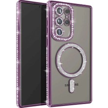 Mudanis Samsung Galaxy S25 Ultra Kılıf Joke Simli Magneticsafe Kılıf - Derin Mor
