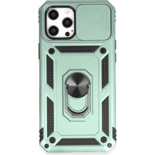 Mudanis Apple Iphone 12 Pro Max Kılıf Pars Lens Yüzüklü Silikon - Yeşil