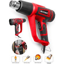 Steiner 2000 Watt 2 Kademeli 4 Başlıklı Sıcak Hava Tabancası Kırmızı