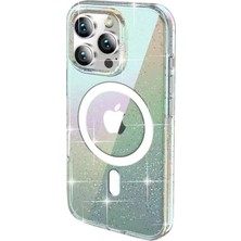 Mudanis Joko Apple Iphone 14 Pro Max Rasasi Simli Magsafe Kapak - Şeffaf