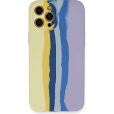 Mudanis Apple Iphone 12 Pro Max Kılıf Ebruli Lansman Silikon - Sarı-Lila