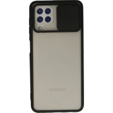 Mudanis Samsung Galaxy A22 Kılıf Palm Buzlu Kamera Sürgülü Silikon - Siyah