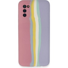 Mudanis Samsung Galaxy A03S Kılıf Ebruli Lansman Silikon - Pembe-Lila