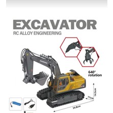 Aksoy Toys Uzaktan Kumandalı Full Fonksiyon Ekskavatör 360 Derece Dönen 3 Başlıklı Kumandalı Ekskavatör 14 Kanallı