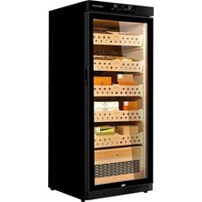 Raching Siyah Elektronik Puro Dolabı – 1200 Puro Kapasiteli Profesyonel Humidor MON1800A