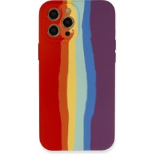 Mudanis Apple Iphone 12 Pro Max Kılıf Ebruli Lansman Silikon - Kırmızı-Mor