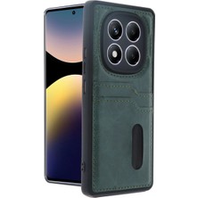 Mudanis Xiaomi Redmi Note 14 Pro 5g Kılıf Sara Kartvizitli Deri Kılıf - Koyu Yeşil