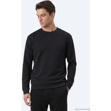 Kip Siyah Düz Sweatshirt