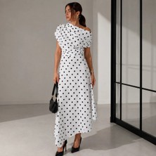 Şira Butik Midi Boy Düşük Omuz Elbise