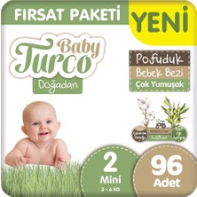 Baby Turco Doğadan 2 Beden Pofuduk Bebek Bezi Fırsat Paketi 48X2 96 Adet