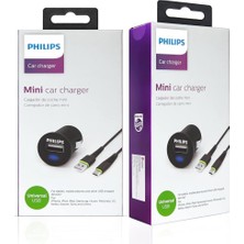 Philips Araç Içi Şarj Adaptörü 2.1A + USB - USB C Şarj Kablosu, 1.2 Metre (DLP2520C) Teşhir