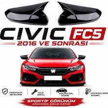 Esemiz Honda Civic Fc5 2016-2021 Batman Yarasa Ayna Kapağı (1 Çift)