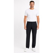 Bihan Store Erkek Klasik Yan Cepli Keten Kumaş Erkek Pantolon 1150-LACIVERT