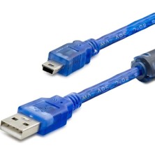 Marsilyan USB Mini V3/5pin To USB Kablo 1.5 M - Şeffaf Mavi HDX5065